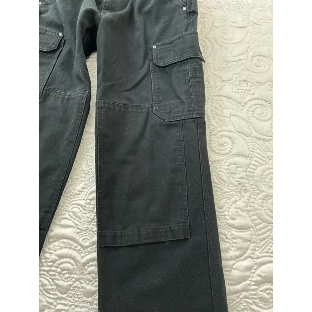 Duluth Double Front Knee Cargo Utility Pants 35x32.5” Relaxed Mens Black